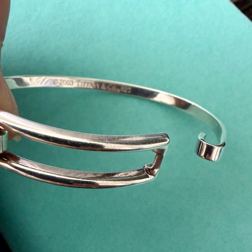 Tiffany & Co. 2003 Open Rectangle Bangle Bracelet 925 Sterling Silver - Picture 6 of 13